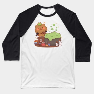 Cute Bear Vampire with Cauldron Baseball T-Shirt